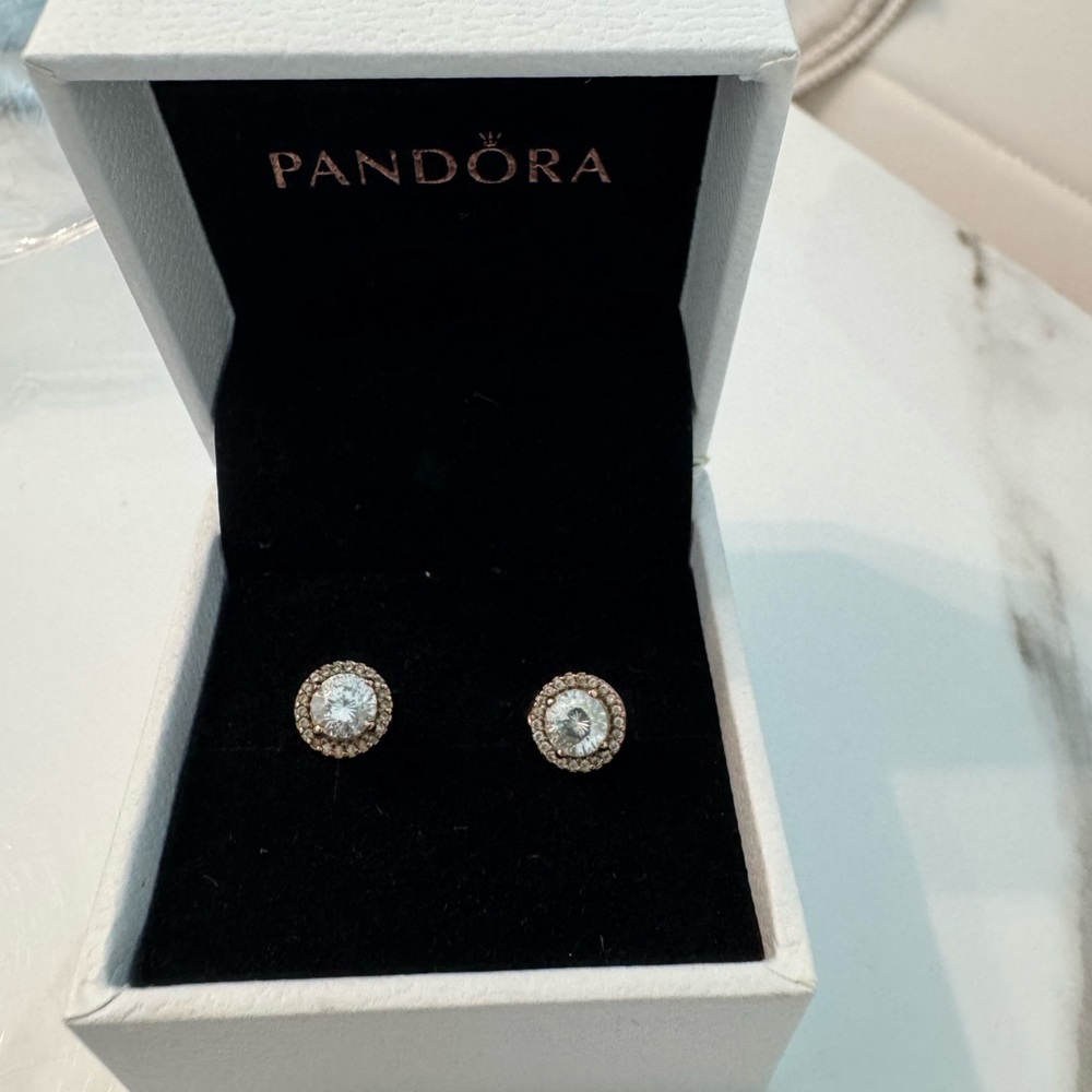 Pandora Gold and Silver Halo Earrings - Picture 3 of 5